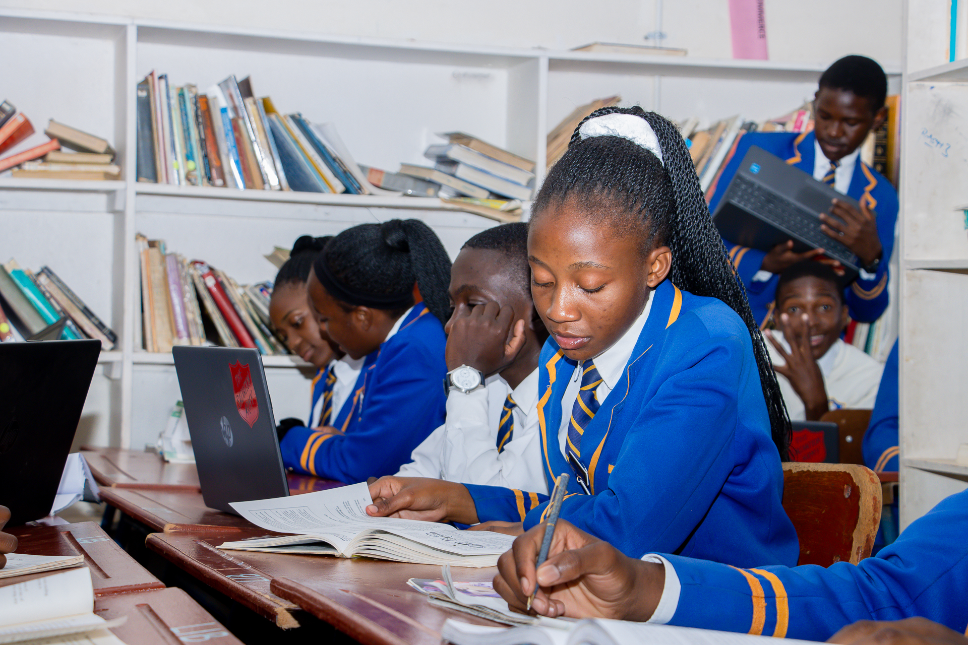 Bradley students in the Library studying